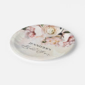 ピンクの花のブライズシャワー ペーパープレート (アングル)