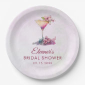 ピンクの花のブライズシャワー ペーパープレート (正面)