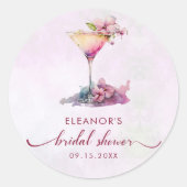 ピンクの花のブライズシャワー ラウンドシール (正面)