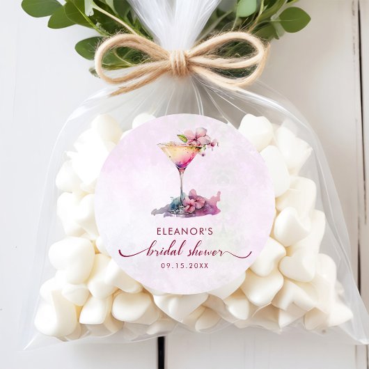 ピンクの花のブライズシャワー ラウンドシール