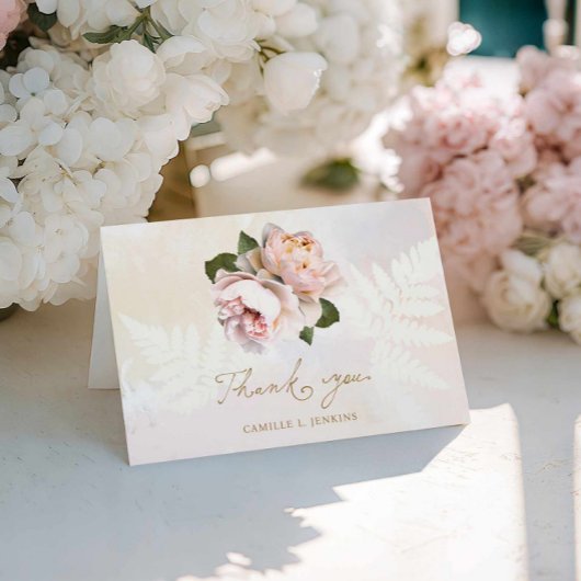ピンクの花のブライダルシャワーのお礼 サンキューカード