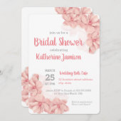 ピンクの花のブライダルシャワーの招待状 招待状 (正面/裏面)