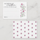 ピンクの花のブライダルシャワーの知恵の言葉のカード エンクロージャーカード (正面/裏面)