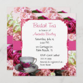 ピンクの花のブライダルシャワーの茶パーティの招待状 招待状 (正面/裏面)