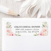 ピンクの花のブライダルシャワーの返送先ラベル ラベル (インサイチュ)