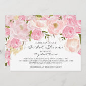 ピンクの花のブライダルシャワー招待状 招待状 (正面/裏面)