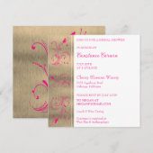 ピンクの花のブライダルシャワー招待状 招待状 (正面/裏面)