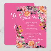 ピンクの花のブライダルシャワー招待状 招待状 (正面/裏面)