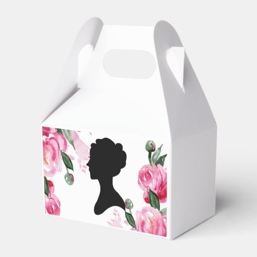 ピンクの花のブライダルシャワー フェイバーボックス (正面サイド)