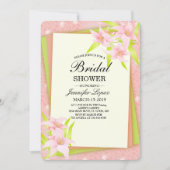ピンクの花のブライダルシャワー 招待状 (正面)