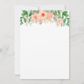 ピンクの花のブライダルシャワー 招待状 (裏面)