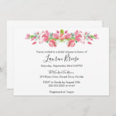 ピンクの花のブライダルシャワー-招待状 招待状 (正面/裏面)