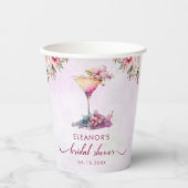 ピンクの花のブライダルシャワー 紙コップ (正面)