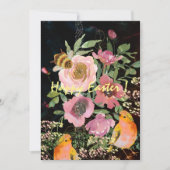 ピンクの花のブラックイースター（鳥とともに） シーズンカード (正面)