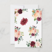 ピンクの花のブランチとバブル ブライズシャワー サンキューカード (裏面)