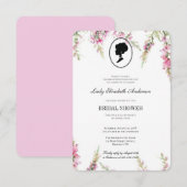 ピンクの花のブリジャートン テーマ, ブライダル ティー リージェンシー 招待状 (正面/裏面)
