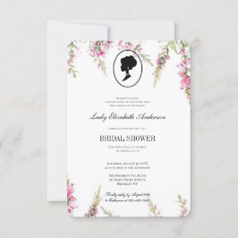 ピンクの花のブリジャートン テーマ, ブライダル ティー リージェンシー 招待状