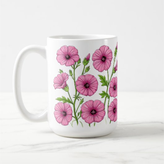ピンクの花のブーケ コーヒーマグカップ (左)