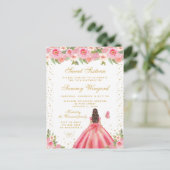 ピンクの花のプリンセスの髪 スウィート16 ポストカード (スタンド正面)