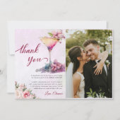 ピンクの花のプリンセスシャワーの写真 サンキューカード (正面)