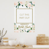 ピンクの花のプリンセスシャワー写真小道具フレーム ポスター (キッチン)