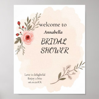 ピンクの花のプリント付きのウェディングシャワーポスター ポスター