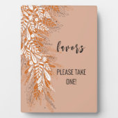 ピンクの花のプレゼント テイクワン テーブルサイン プレート フォトプラーク (正面)