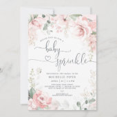 ピンクの花のベイビーシャワー招待状、水彩の芍薬のベイビーシャワー 招待状 (正面)