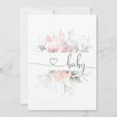 ピンクの花のベイビーシャワー招待状、水彩の芍薬のベイビーシャワー 招待状 (裏面)