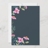 ピンクの花のベビーで開花ベビーシャワー 招待状 (裏面)