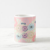 ピンクの花のベビーのマグ コーヒーマグカップ (中央)