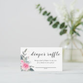 ピンクの花のベビーシャワーおむつくじカード エンクロージャーカード (スタンド正面)