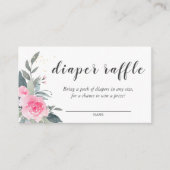 ピンクの花のベビーシャワーおむつくじカード エンクロージャーカード (正面)