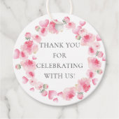 ピンクの花のベビーシャワーお土産ギフトタグ フェイバータグ (正面)