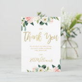 ピンクの花のベビーシャワーのサンキューカード 招待状 (スタンド正面)