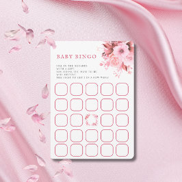 ピンクの花のベビーシャワービンゴゲーム 招待状