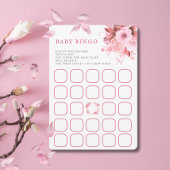ピンクの花のベビーシャワービンゴゲーム 招待状