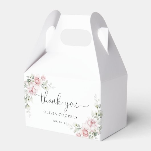 ピンクの花のベビーシャワーファバー箱 フェイバーボックス (正面サイド)