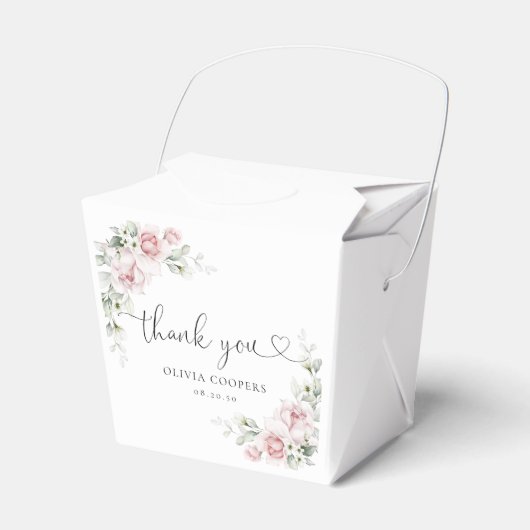 ピンクの花のベビーシャワーファバー箱 フェイバーボックス (正面サイド)