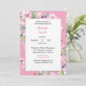 ピンクの花のベビーシャワー招待状 招待状 (スタンド正面)