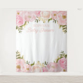 ピンクの花のベビーシャワー背景写真プロップ タペストリー (正面)