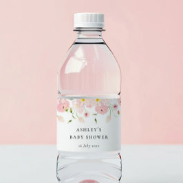ピンクの花のベビーシャワー ペットボトルラベル