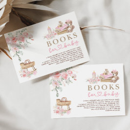 ピンクの花のベビー服と本の女の子 エンクロージャーカード