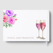 ピンクの花のペタルとプロセッコ ブライダルシャワー ゲストブック (裏面)
