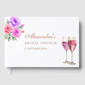 ピンクの花のペタルとプロセッコ ブライダルシャワー ゲストブック (正面)