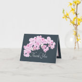 ピンクの花のボタニカルデザインを使ったおしゃれな感謝の気持ちを伝えるカード カード (黄色い花)