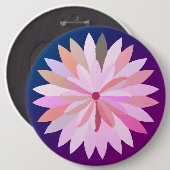 ピンクの花のボタン型栓抜き 缶バッジ (正面&裏面)