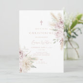 ピンクの花のボヘミアンチャイルドネーム 招待状 (スタンド正面)