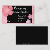 ピンクの花のボーダー名刺 名刺 (正面/裏面)