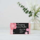 ピンクの花のボーダー名刺 名刺 (スタンド正面)